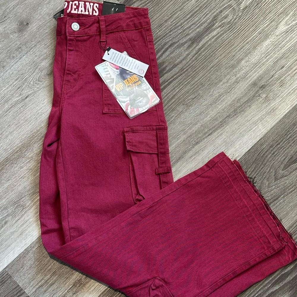 Women's VIP Fashion Collection Deep Burgundy Cargos - Picture 4 of 6